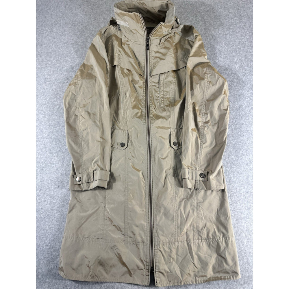 Cole Haan Women's Brown Iridescent Hooded Rain Trench Jacket Medium (33)